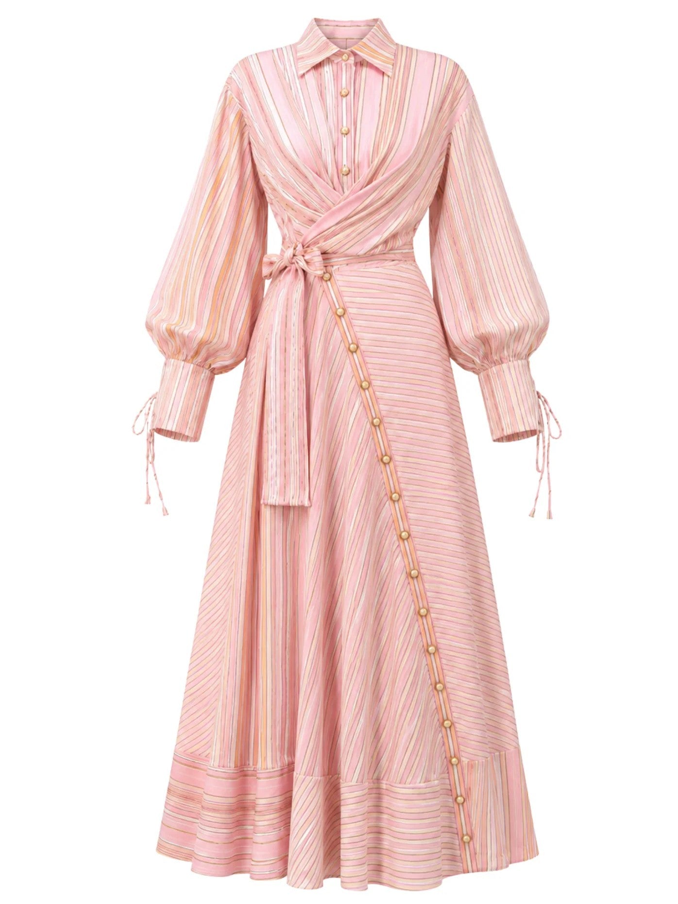 Rosé Whisper Belted Maxi Dress