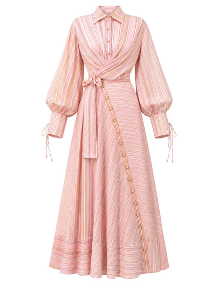 Rosé Whisper Belted Maxi Dress