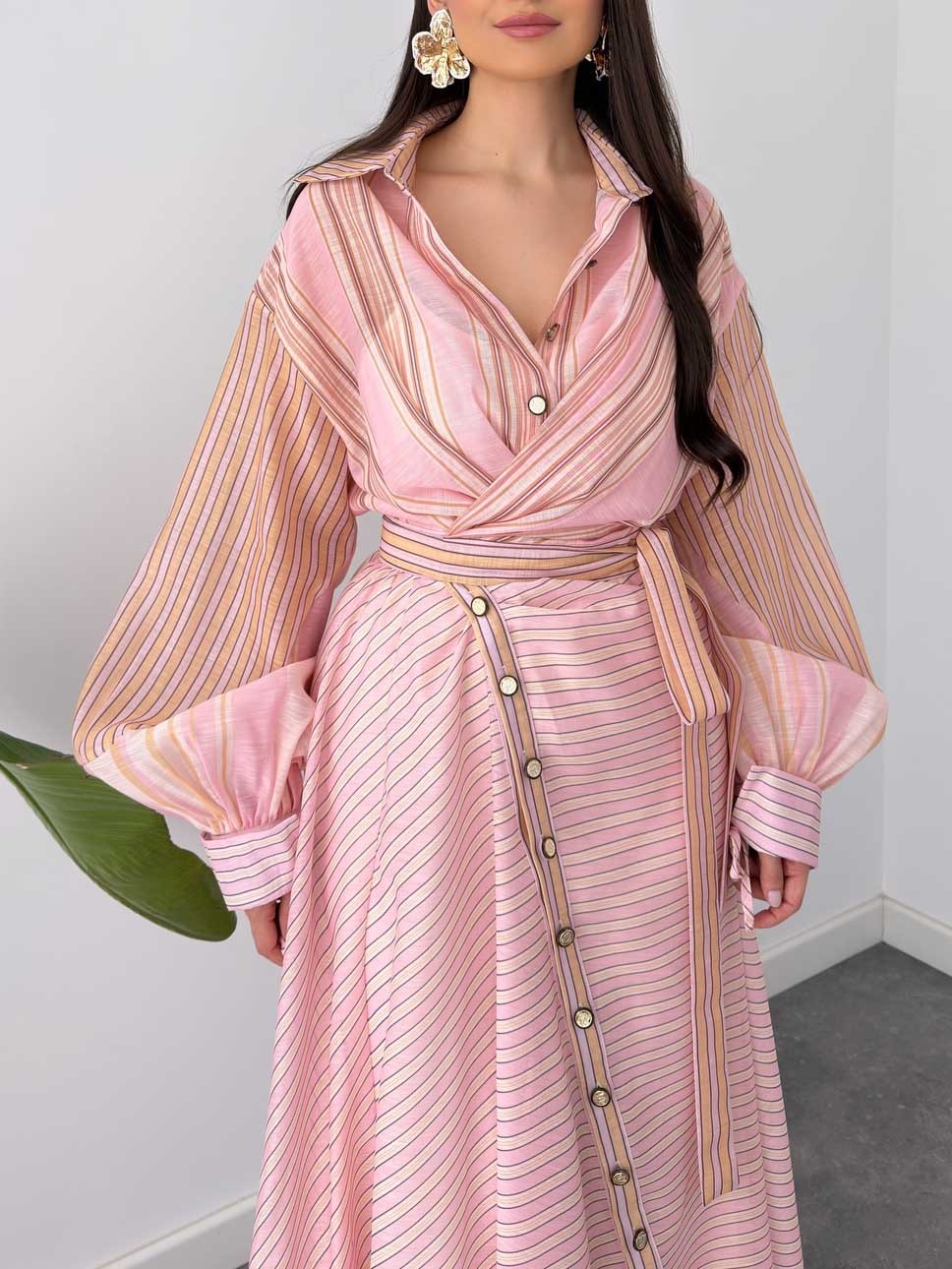 Rosé Whisper Belted Maxi Dress