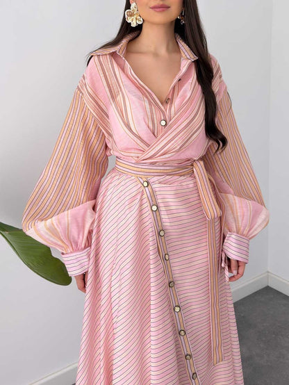 Rosé Whisper Belted Maxi Dress