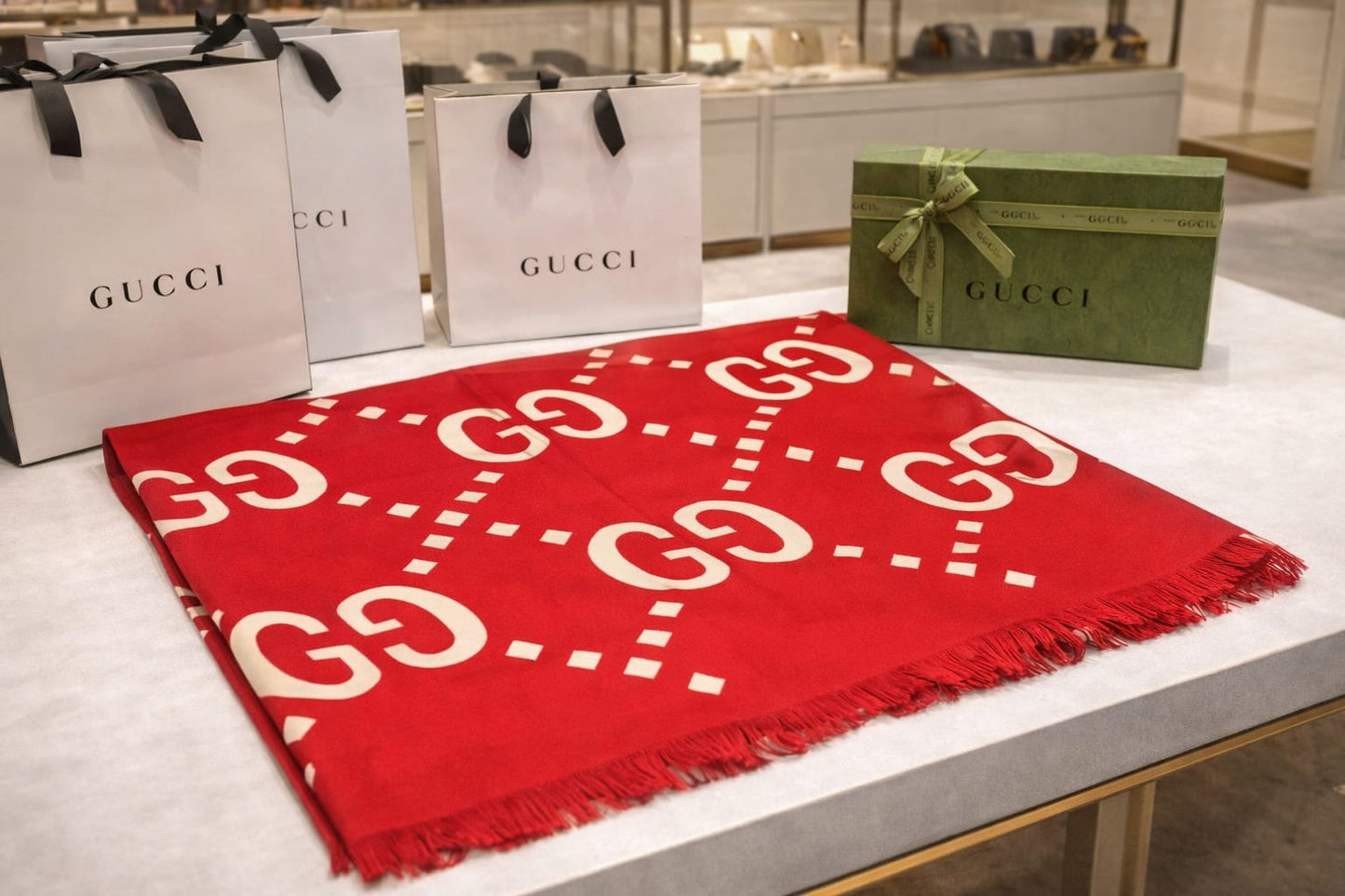 GG Monogram Wool Scarf