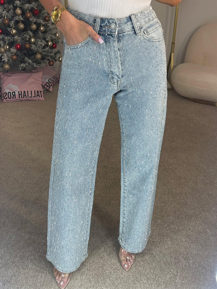 Luxe Frost Rhinestone Denim