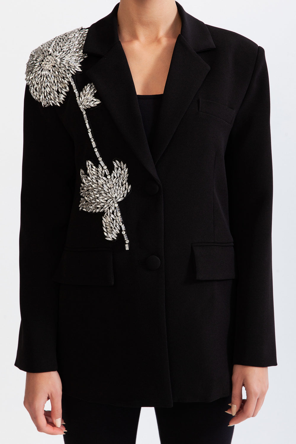 Zara Inspired Black Rhinestone Blazer