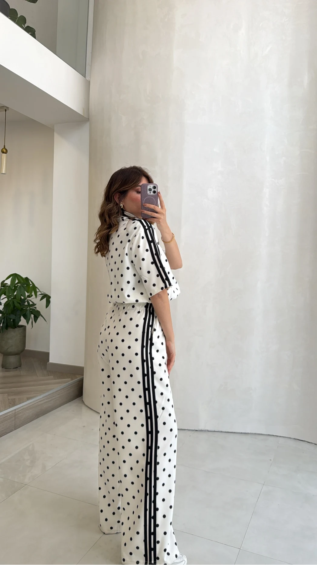 Polka Dot Zip-Up Co-Ord Lounge Set