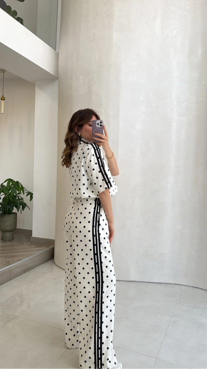 Polka Dot Zip-Up Co-Ord Lounge Set