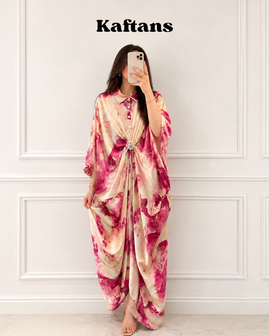 Rose Luxe Drape Kaftan