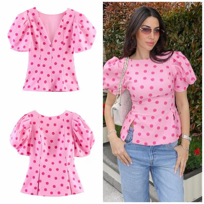 Pink Polka Barbie Top