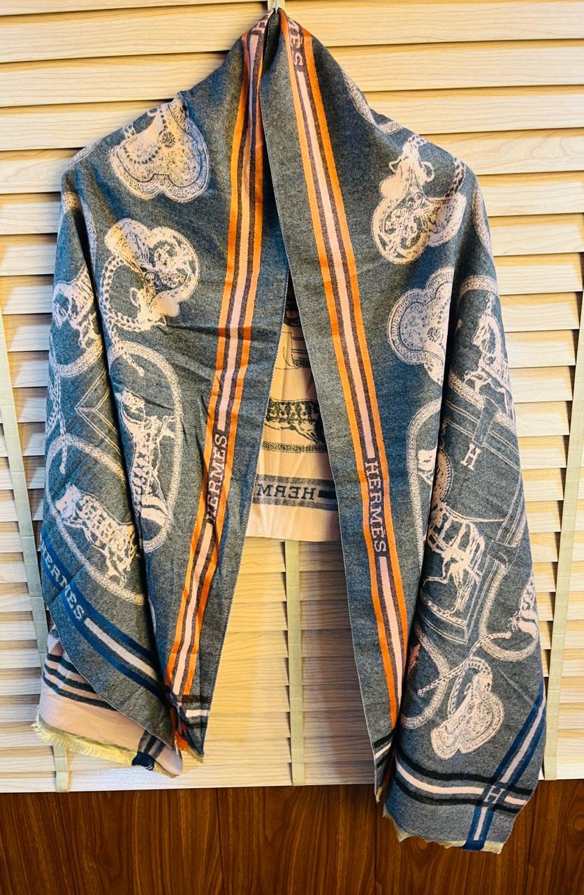 Luxury Brand Print Winter Reversible Stole