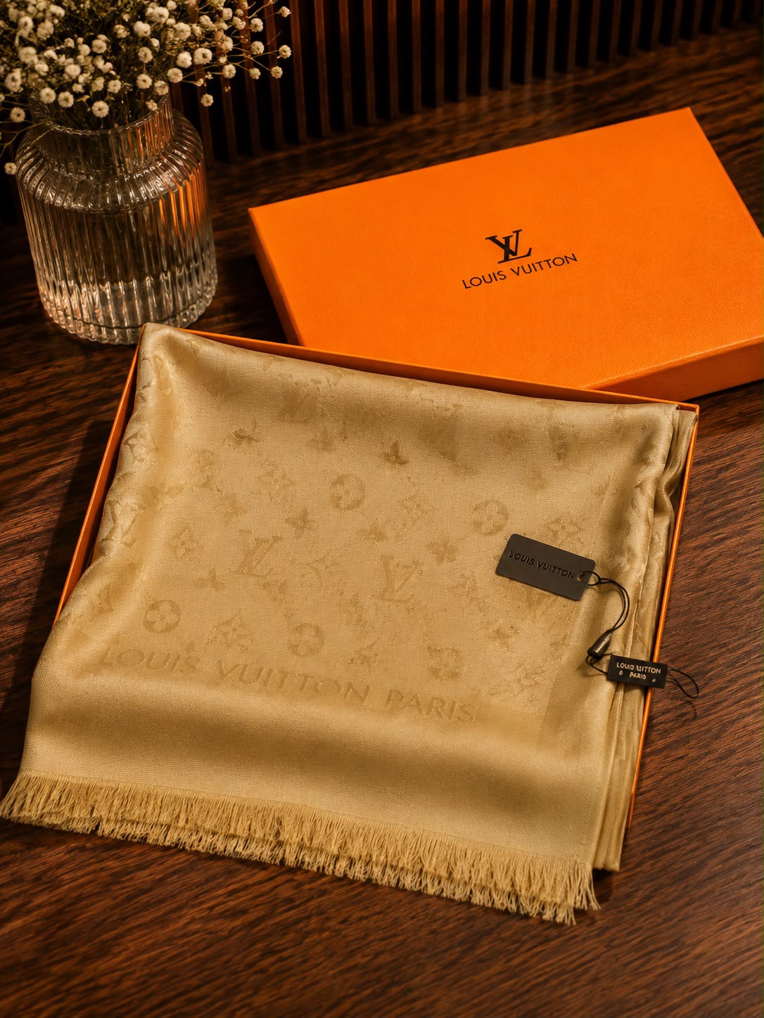Luxe Monogram Silk-Feel Scarf