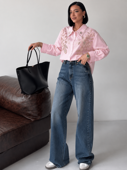 Embroidered Pearl Luxe Shirt