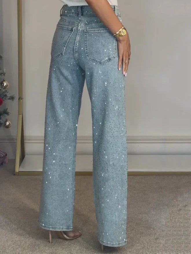 Luxe Frost Rhinestone Denim