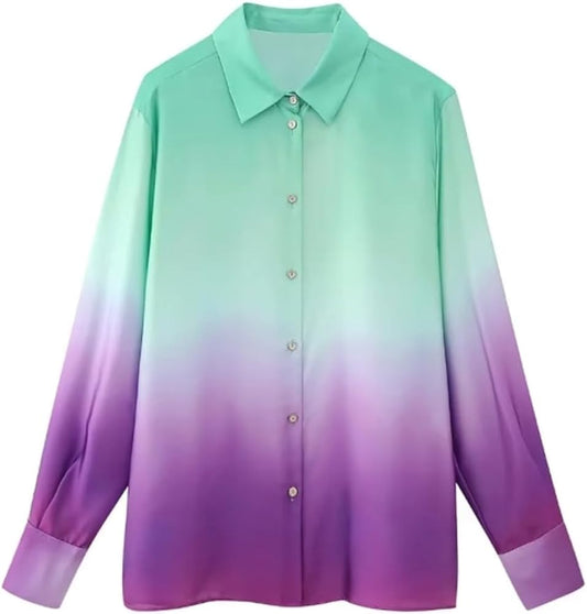 Women Gradual Tie Dye Printed Shirt