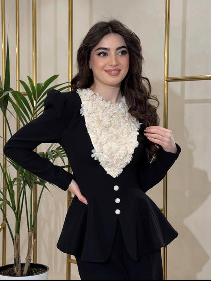 Ivory Fluer Peplum Set