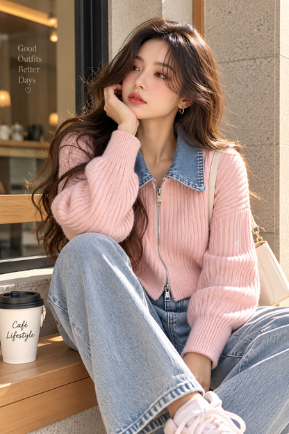 Seoul Muse Denim Collar Shirt