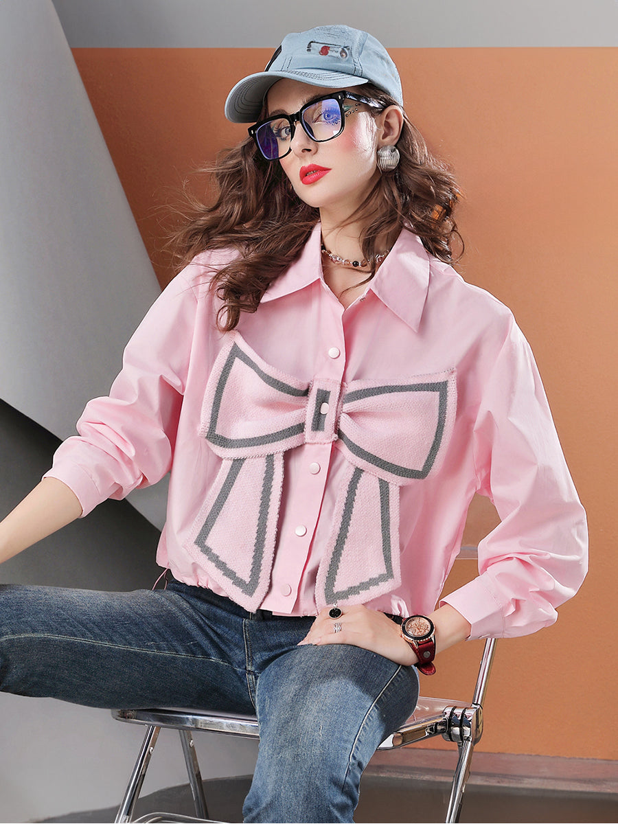 Lveeu Streetwear Short Loose Bow Shirt