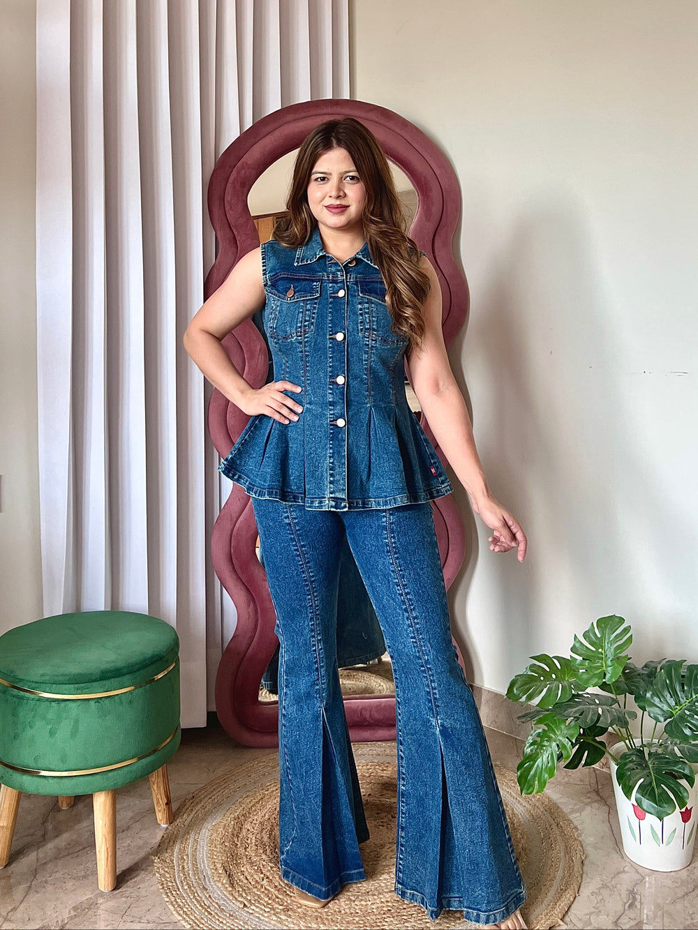 Denim Peplum Co-ord Set