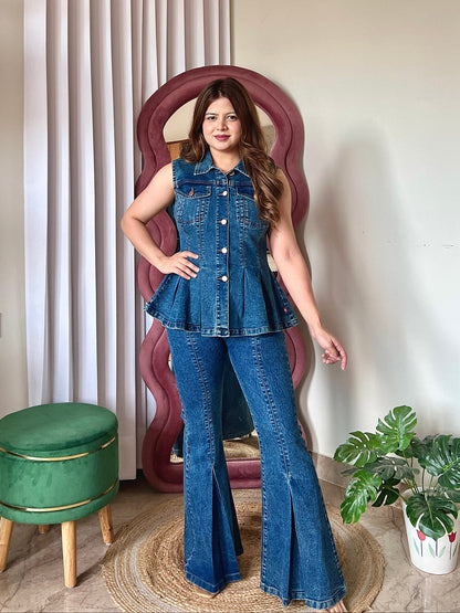 Denim Peplum Co-ord Set