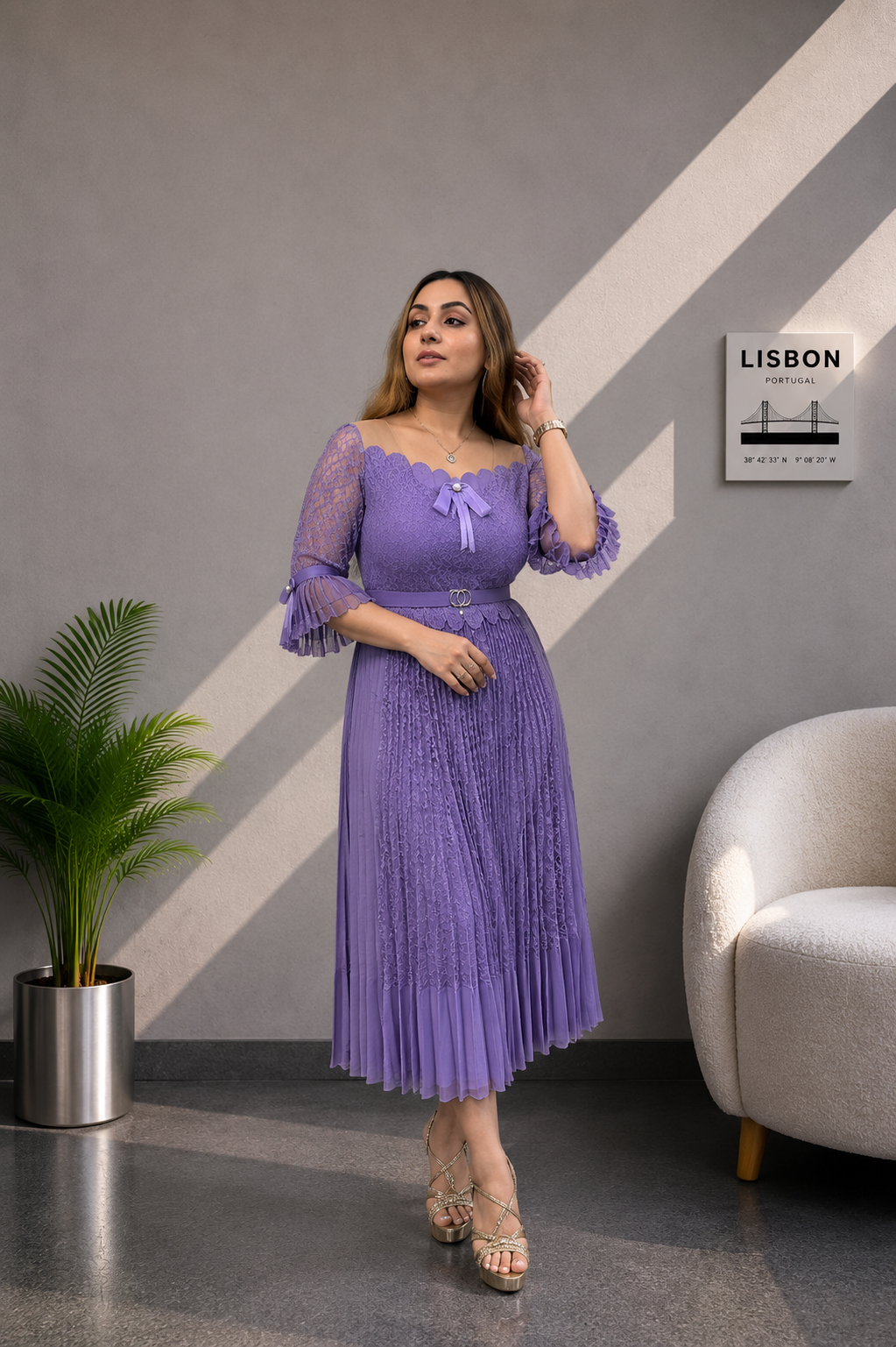 Lavender Muse Pleated Dress
