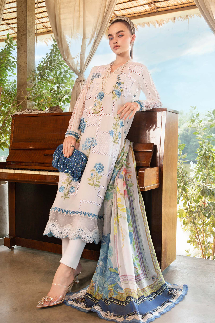 3 Piece Unstitched Printed Lawn Suit | MPT 2501 - B