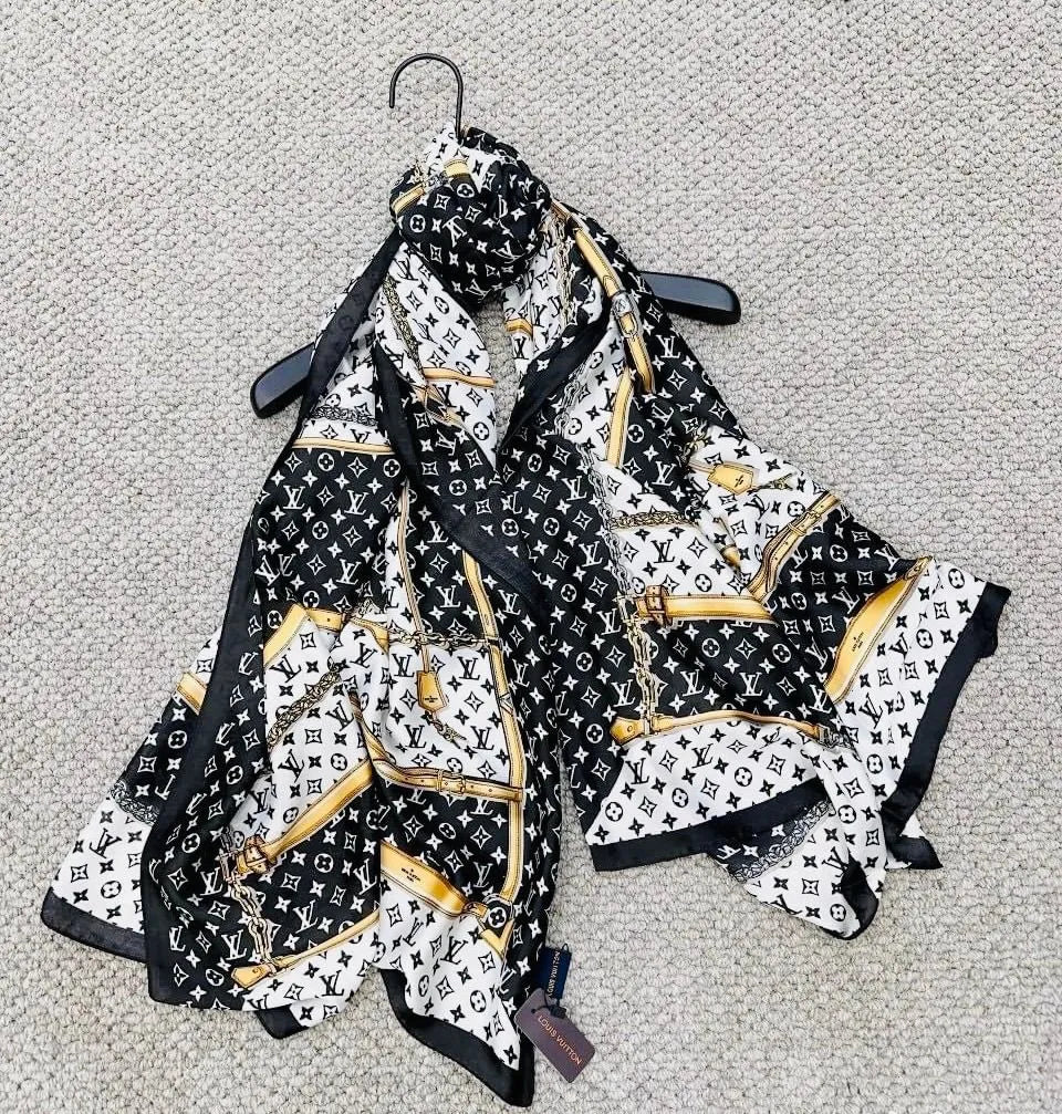 Noir Monogram Luxe Scarf