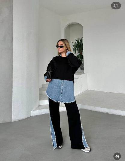 Denim Fusion Oversized Co-ord Set