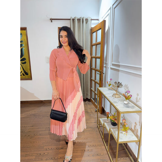 Rose Pleated Elegance Dress