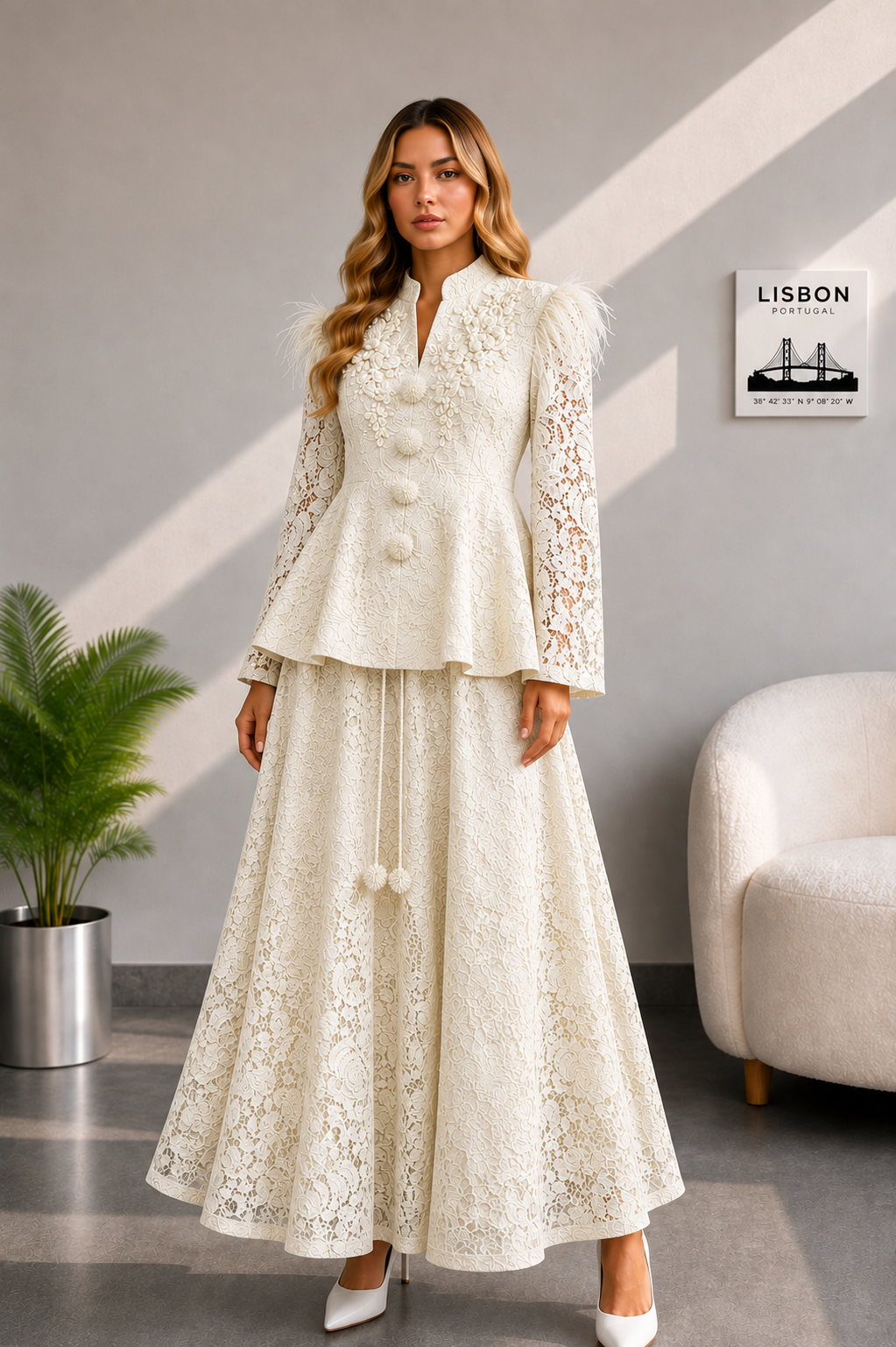 Ivory Bloom Couture Co Ord Set