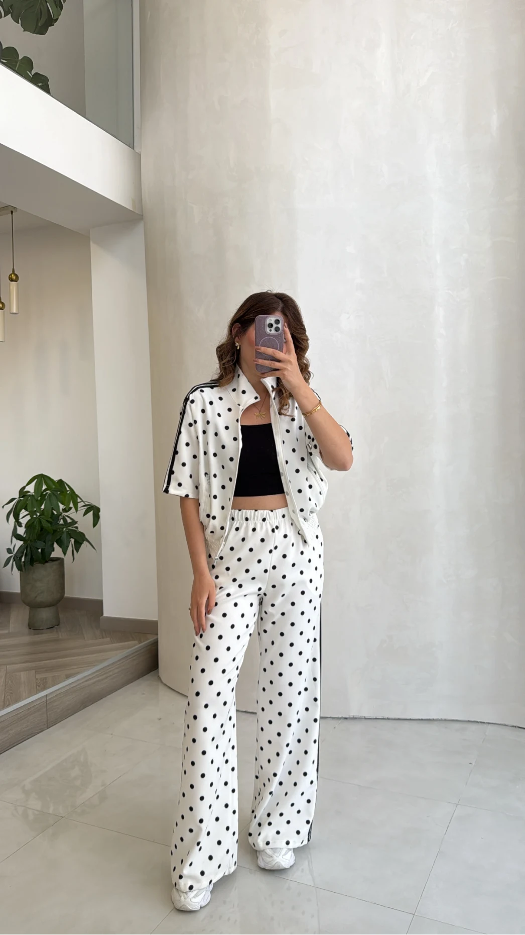 Polka Dot Zip-Up Co-Ord Lounge Set