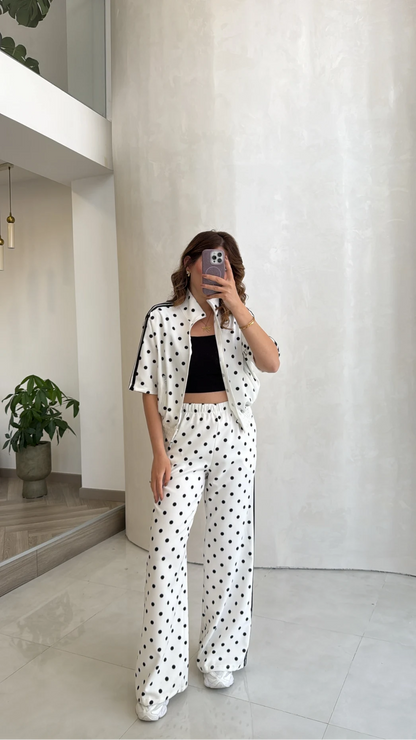 Polka Dot Zip-Up Co-Ord Lounge Set