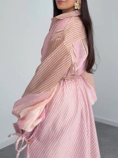 Rosé Whisper Belted Maxi Dress