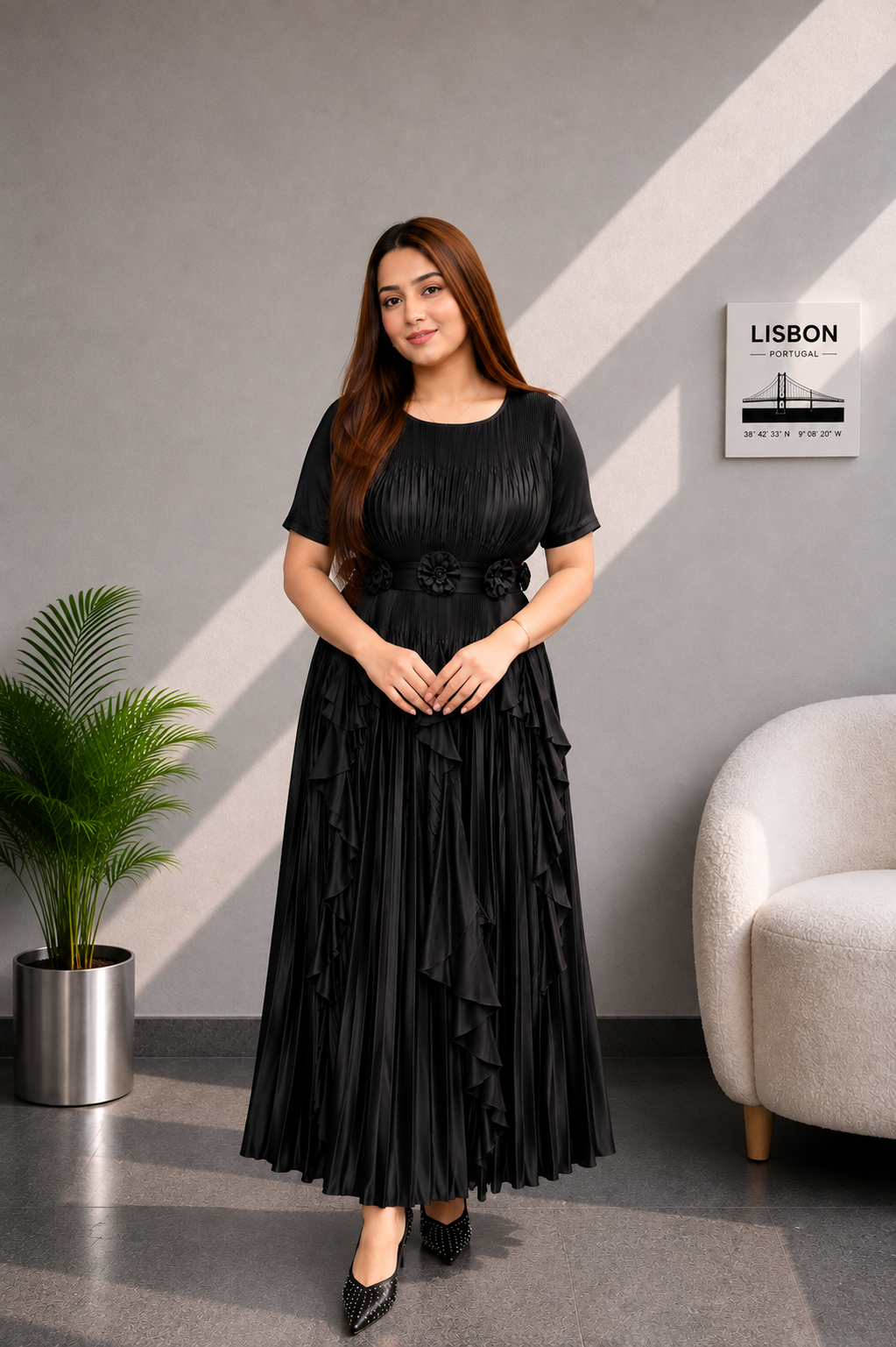 Opal Pleated Maxi Dress