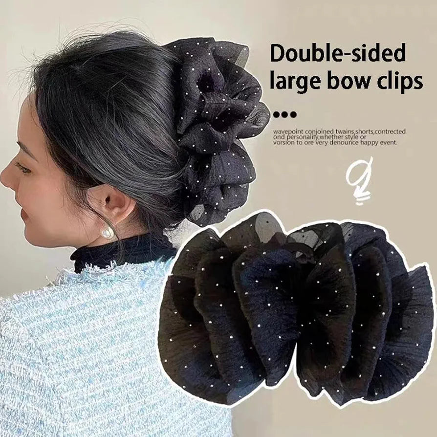 Chiffon Large C Mesh Bubble Hair Hair Bow Jaw Silk Clips