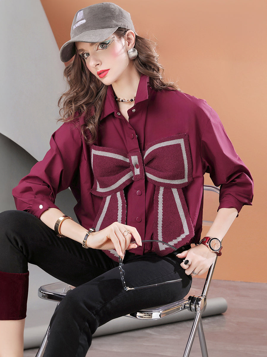 Lveeu Streetwear Short Loose Bow Shirt