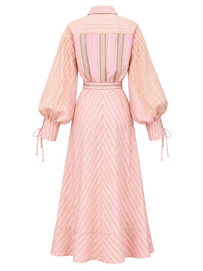 Rosé Whisper Belted Maxi Dress