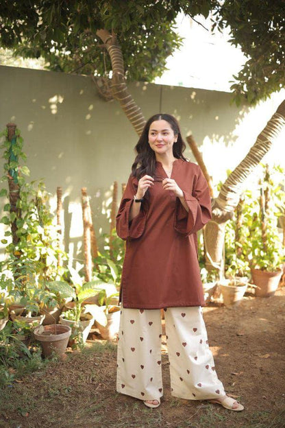 Crimson Charm - Heart Embroidered Co Ord Set