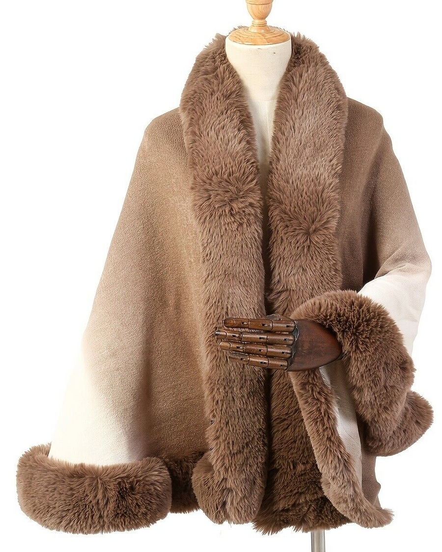 Nora Luxury Faux Fur Cashmere Wool Shawl