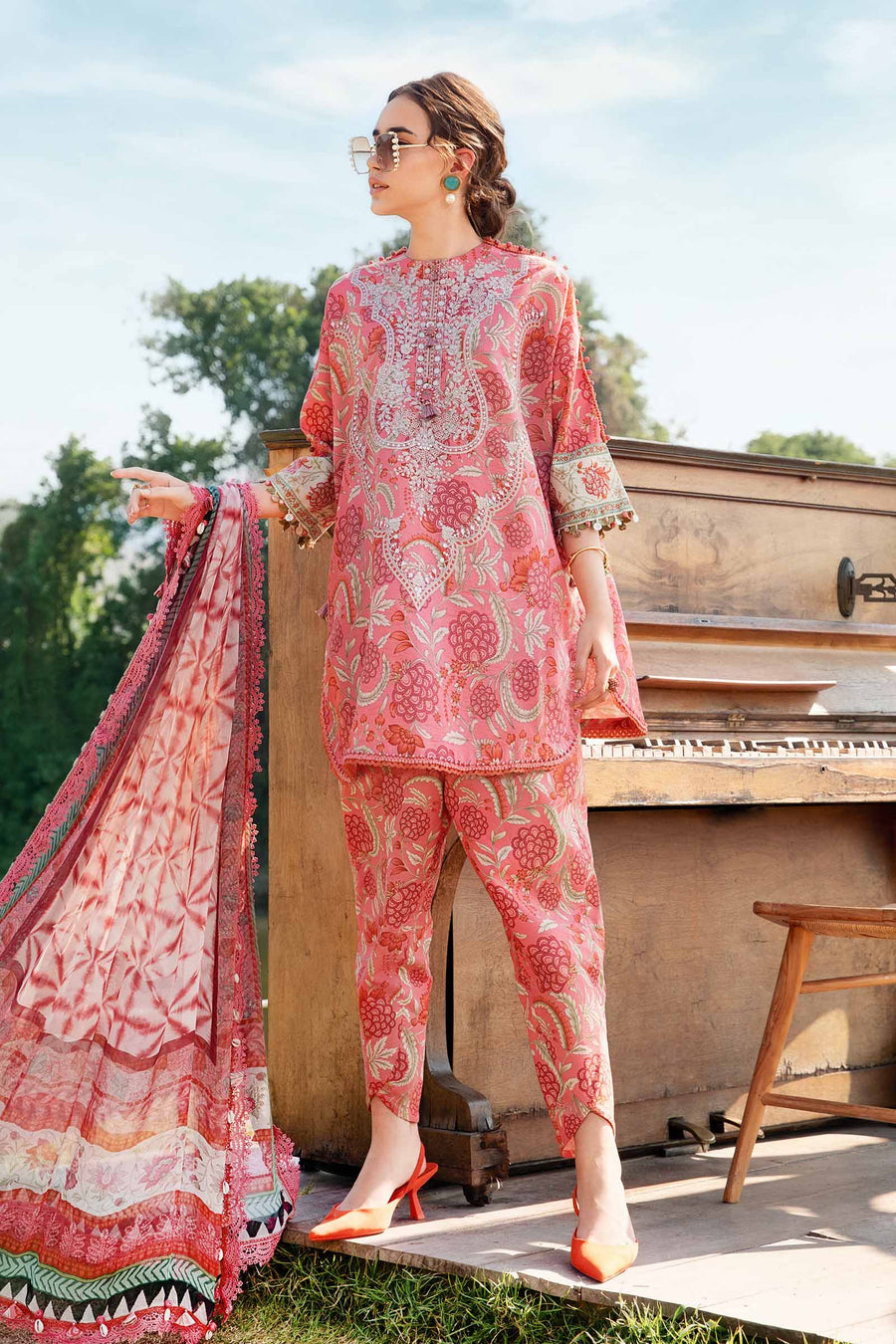 (Copy) 3 Piece Unstitched Printed Lawn Suit | MPT-2513-A