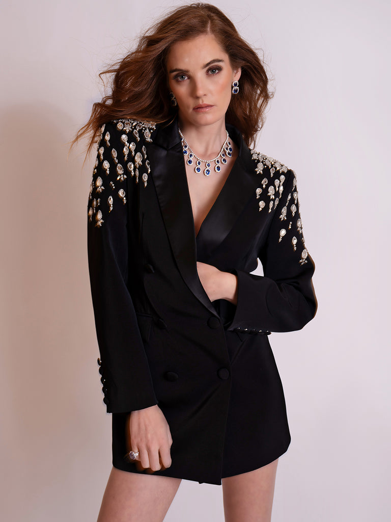 Diamond Black Studded Blazer