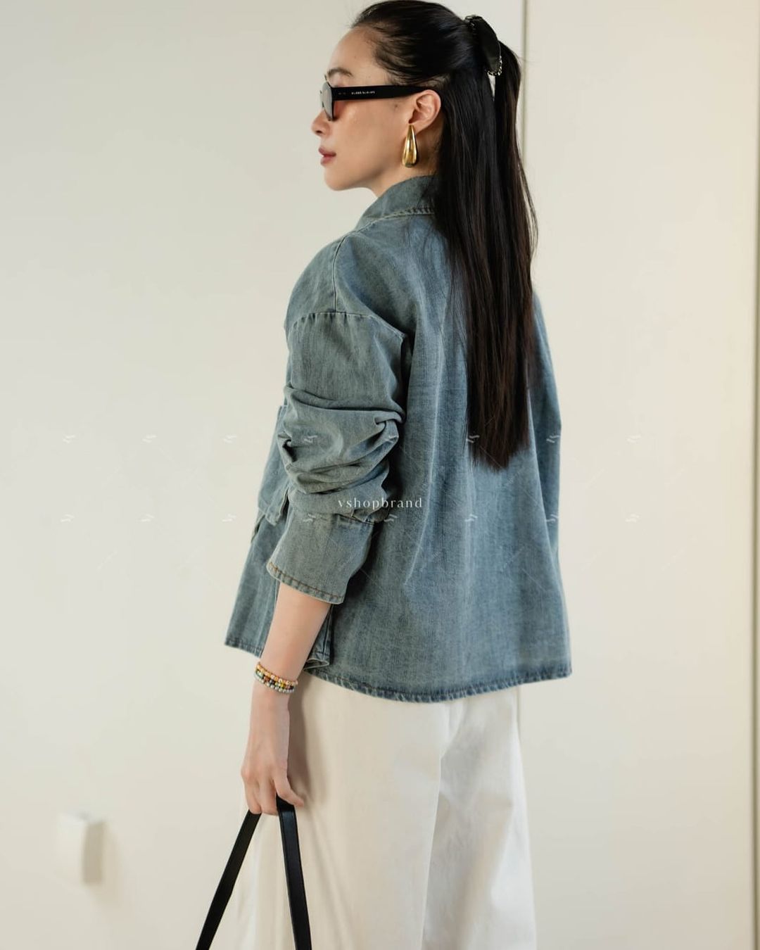 Modern fit Denim Bow Shirt