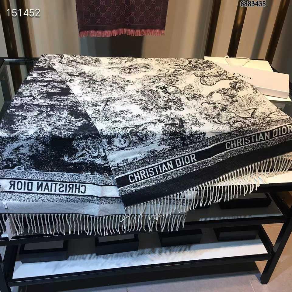 Monochrome Toile Luxe Fringe Scarf