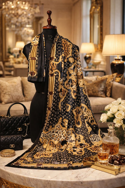 Noir Safari Royale Silk Shawl