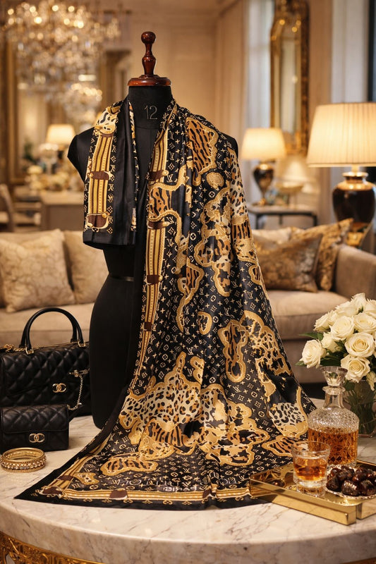 Noir Safari Royale Silk Shawl