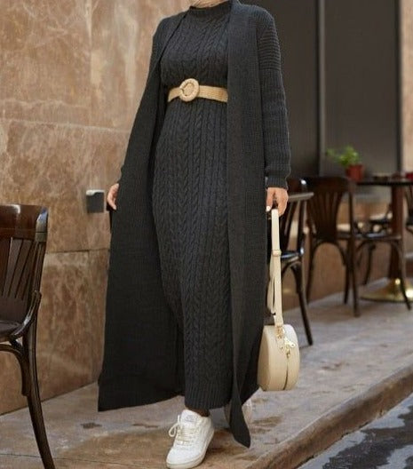 Selena Luxury Woolen Dress - Long cardigan