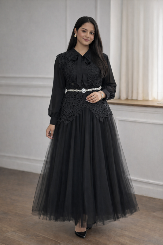 Noir Royale Lace Tulle Gown