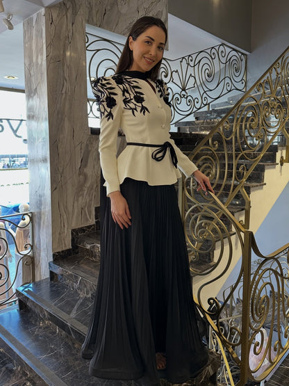 Noir Elan Peplum Skirt Set