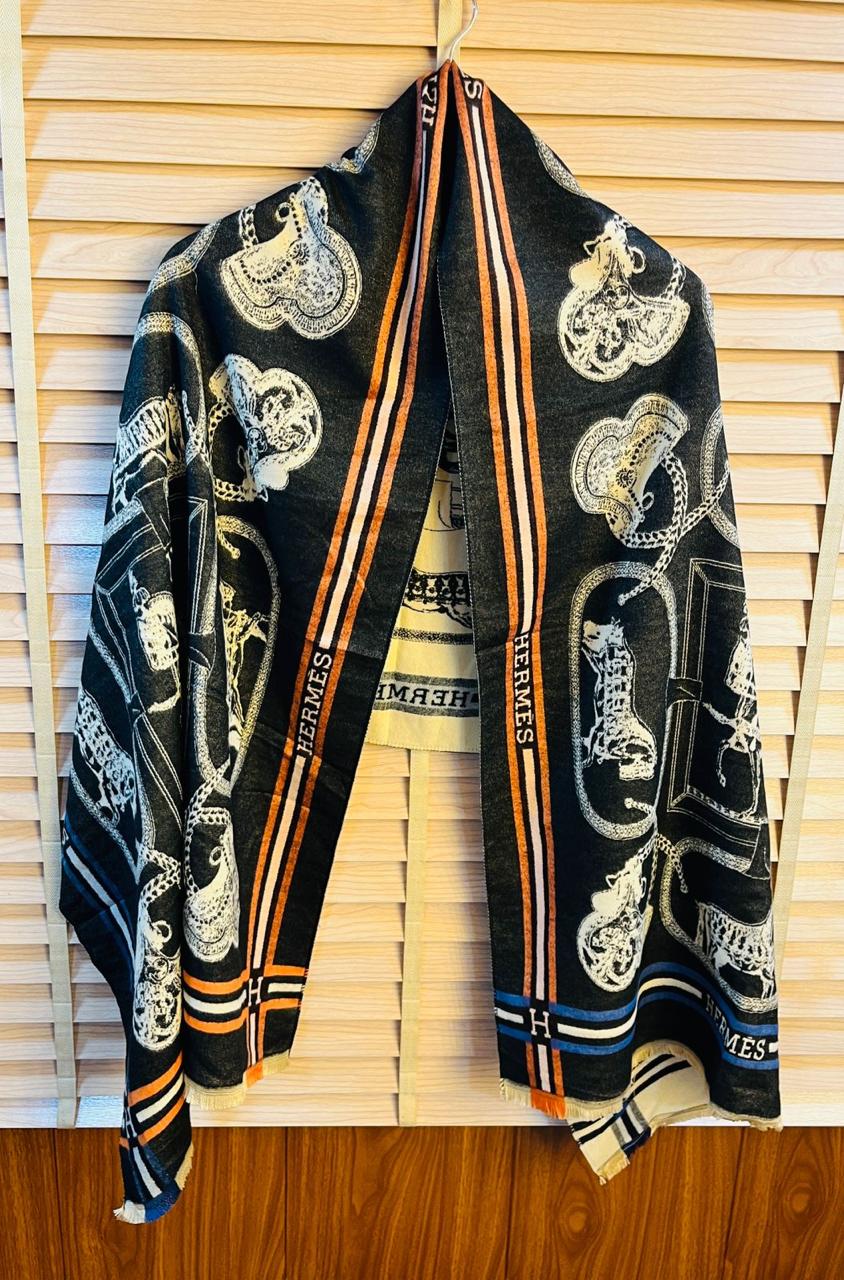 Luxury Brand Print Winter Reversible Stole