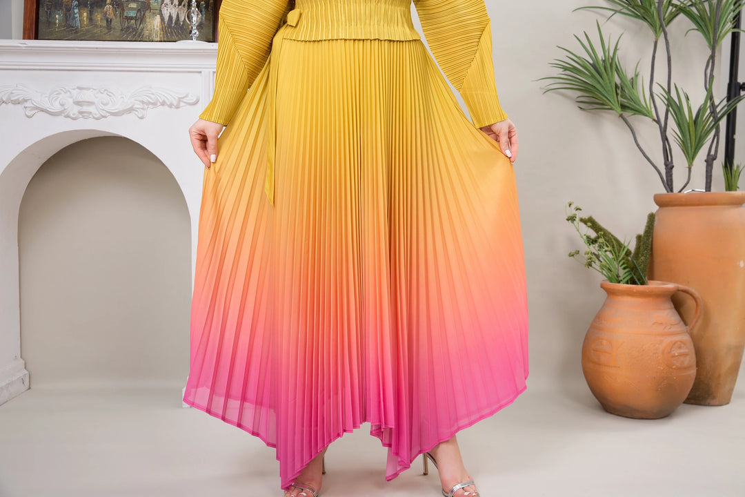 Noha Gradient Pleated Dress