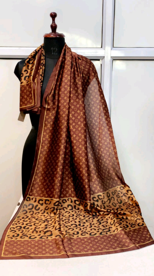 Leopard Print Border Silk scarf