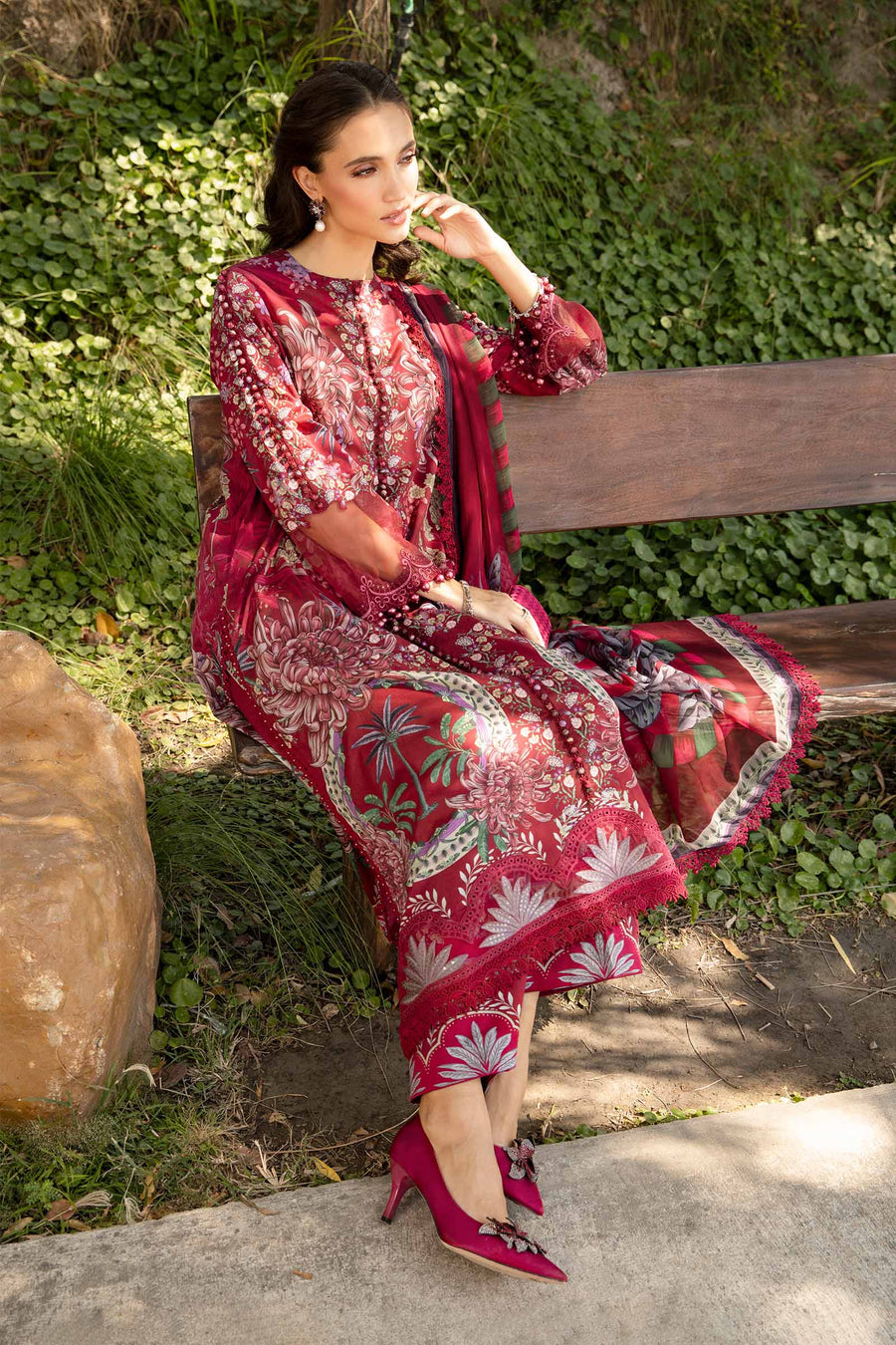 3 Piece Unstitched Printed Lawn Suit | MPT 2514 - B