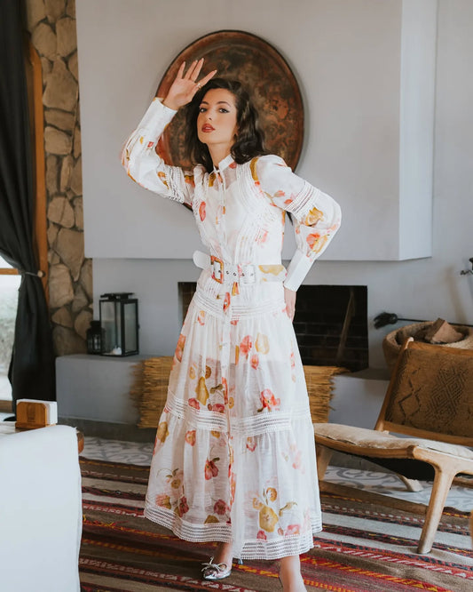 Vintage Rose Print Dress